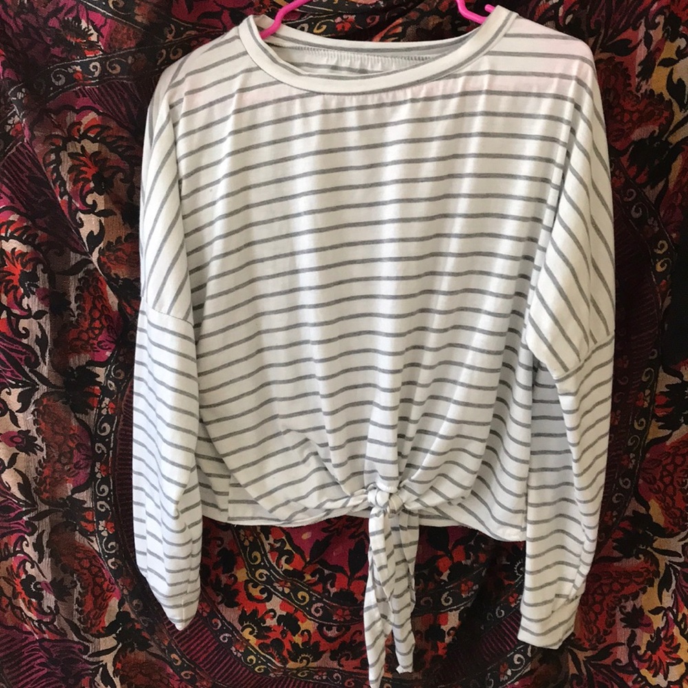 White & grey striped shirt